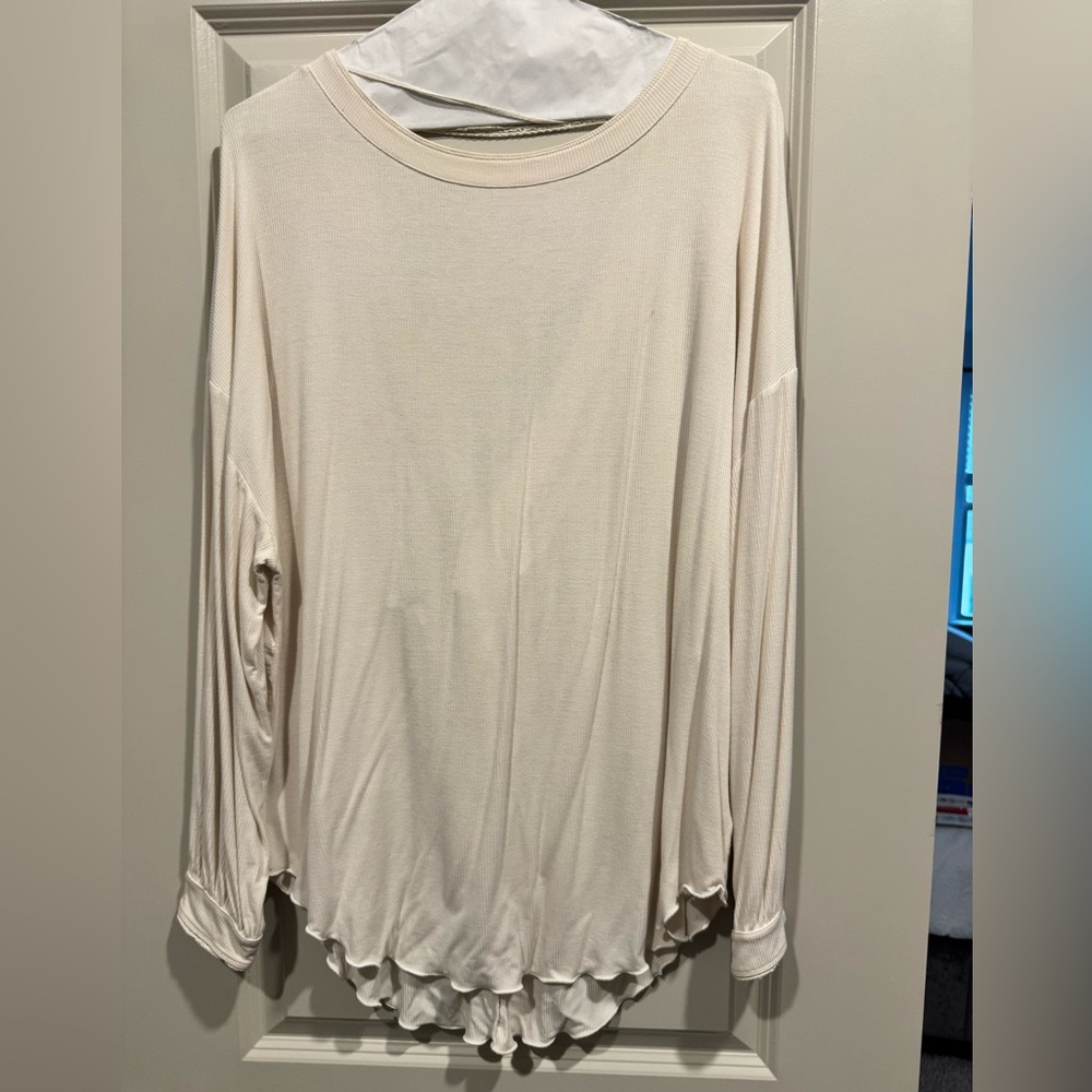 Free People White Long Sleeve T-Shirt